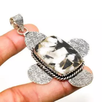 Ювелирный кулон ручной работы с зеброй и яшмой, посеребренный 925 пробы, 2,84 дюйма 2.84 чёрный