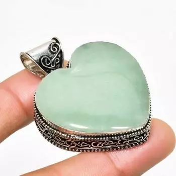 Ювелирный кулон ручной работы с зеленым апатитом и серебром 925 пробы 1,89 дюйма 1.89 зелёный