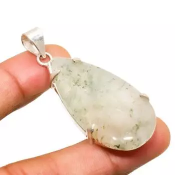 Ювелирный кулон ручной работы с зеленым апатитом и серебром 925 пробы 2,08 дюйма 2.08 зелёный