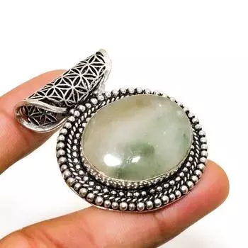 Ювелирный кулон ручной работы с зеленым апатитом и серебром 925 пробы 1,59 дюйма 1.59 зелёный