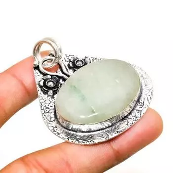 Ювелирный кулон ручной работы с зеленым апатитом и серебром 925 пробы 1,89 дюйма 1.89 зелёный