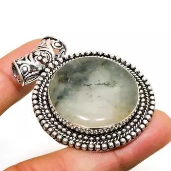 Ювелирный кулон ручной работы с зеленым апатитом и серебром 925 пробы 1,89 дюйма 1.89 зелёный