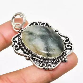 Ювелирный кулон ручной работы с зеленым авантюрином, посеребренный 925 пробы, 1,96 дюйма 1.96 зелёный