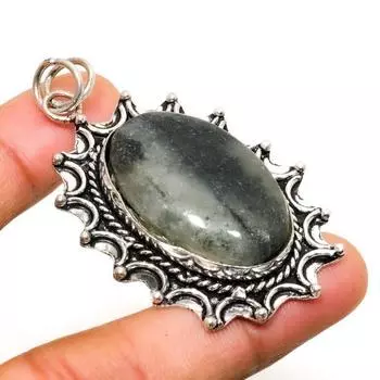 Ювелирный кулон ручной работы с зеленым авантюрином и серебром 925 пробы 2,27 дюйма 2.27 зелёный