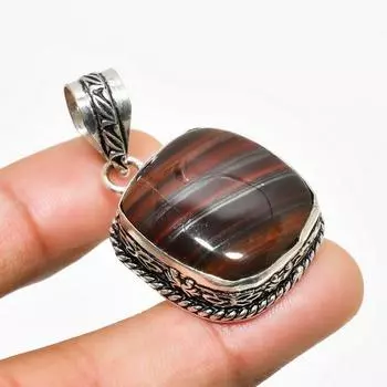 Ювелирный кулон ручной работы с железным тигровым глазом, посеребренный 925 пробы, 1,51 дюйма 1.51 красный