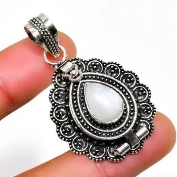 Ювелирный кулон ручной работы с жемчугом 925 пробы, посеребренный, 1,70 дюйма 1.70 белый