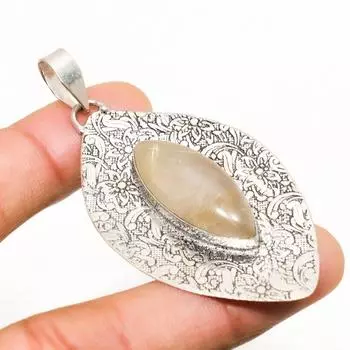 Ювелирный кулон ручной работы с золотым рутилом и серебром 925 пробы 2,46 дюйма 2.46 золотистый