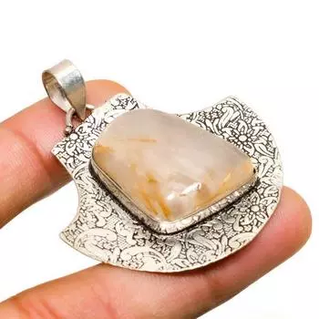 Ювелирный кулон ручной работы с золотым рутилом и серебром 925 пробы 1,96 дюйма 1.96 золотистый