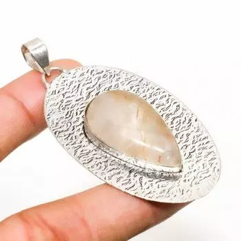 Ювелирный кулон ручной работы с золотым рутилом и серебром 925 пробы 2,46 дюйма 2.46 золотистый