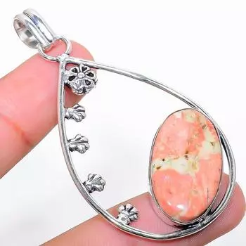 Ювелирный кулон ручной работы Unakite из стерлингового серебра 925 пробы с драгоценным камнем 2,60 дюйма U4i65 зелёный