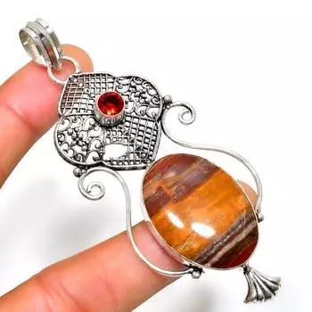 Ювелирный кулон с красным змеиным гранатом 925 пробы, посеребренный, 3,21 дюйма 3.21 красный