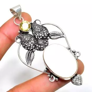 Ювелирный кулон с перламутром и цитрином, посеребренный 925 пробы, 3,03 дюйма 3.03 белый