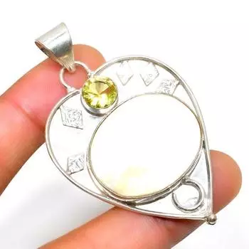 Ювелирный кулон с перламутром и цитрином, посеребренный 925 пробы, 2,27 дюйма 2.27 белый