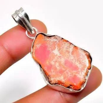 Ювелирный кулон с яшмой из осадков Красного моря 925 пробы, посеребренный, 1,89 дюйма 1.89 красный