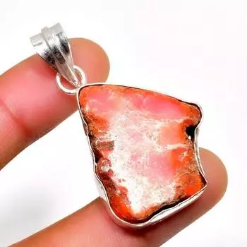 Ювелирный кулон с яшмой из отложений Красного моря 925 пробы, посеребренный, 1,70 дюйма 1.70 красный