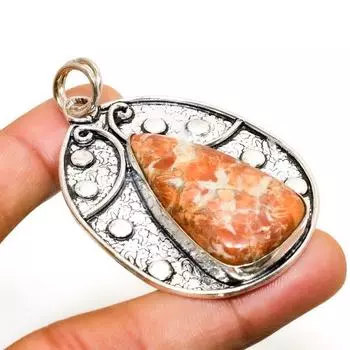 Ювелирный кулон с радужной яшмой, покрытый серебром 925 пробы, ручная работа, 2,27 дюйма 2.27 красный
