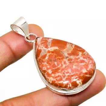 Ювелирный кулон с радужной яшмой, покрытый серебром 925 пробы, ручная работа, 2,08 дюйма 2.08 красный