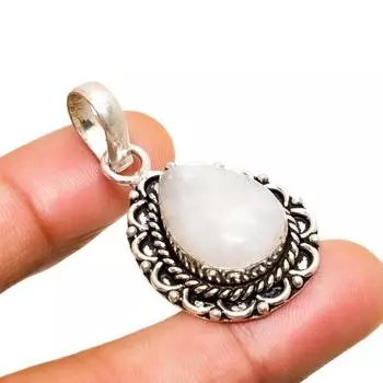 Ювелирный кулон с радужным лунным камнем, покрытый серебром 925 пробы, 1,59 дюйма 1.59 белый