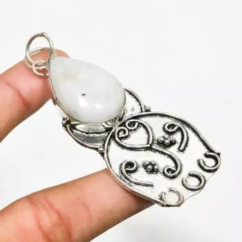 Ювелирный кулон с радужным лунным камнем, покрытый серебром 925 пробы, ручная работа, 2,72 дюйма 2.72 белый