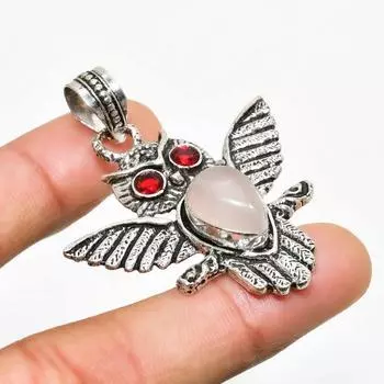 Ювелирный кулон с розовым кварцем и гранатом 925 пробы, посеребренный, 1,96 дюйма 1.96 розовый