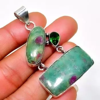 Ювелирный кулон с рубиновым фукситовым перидотом 925 пробы, посеребренный, 2,08 дюйма 2.08 красный