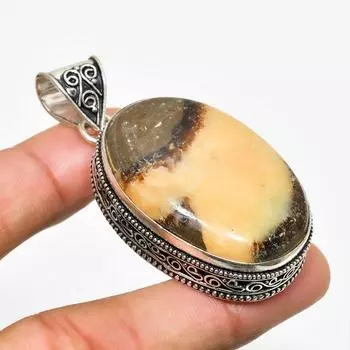 Ювелирный кулон с септерианским камнем ручной работы, посеребренный 925 пробы, 2,08 дюйма 2.08 жёлтый