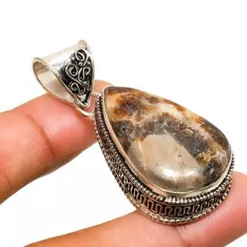 Ювелирный кулон с септерианским камнем ручной работы, посеребренный 925 пробы, 1,89 дюйма 1.89 жёлтый