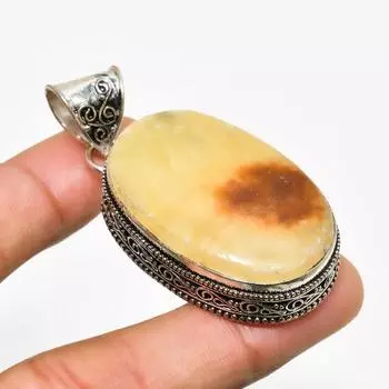 Ювелирный кулон с септерианским камнем ручной работы, посеребренный 925 пробы, 2,08 дюйма 2.08 жёлтый