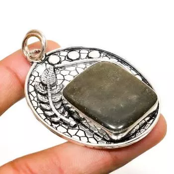 Ювелирный кулон с серебряным блеском и обсидианом 925 пробы, посеребренный, 2,27 дюйма 2.27 серебряный