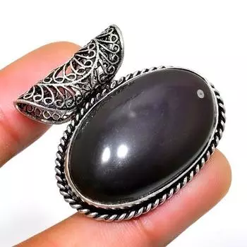 Ювелирный кулон с серебряным блеском обсидиана 925 пробы, посеребренный, 1,32 дюйма 1.32 серебряный