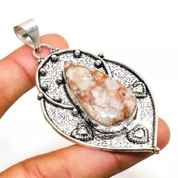 Ювелирный кулон с серебряным листом яшмы 925 пробы, посеребренный, 2,65 дюйма 2.65 розовый