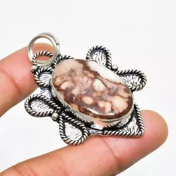 Ювелирный кулон с серебряным листом яшмы 925 пробы, посеребренный, 2,08 дюйма 2.08 розовый