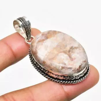 Ювелирный кулон с серебряным листом яшмы 925 пробы, посеребренный, 2,08 дюйма 2.08 розовый