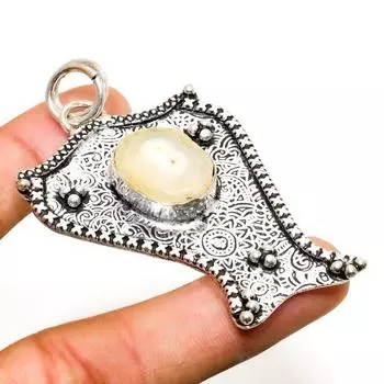 Ювелирный кулон с серебряным покрытием из желтого солнечного кварца 925 пробы 2,46 дюйма 2.46 жёлтый