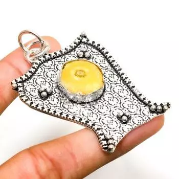 Ювелирный кулон с серебряным покрытием из желтого солнечного кварца 925 пробы 2,27 дюйма 2.27 жёлтый