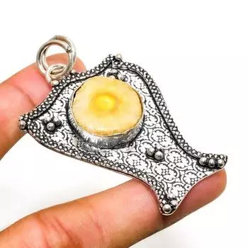 Ювелирный кулон с серебряным покрытием из желтого солнечного кварца 925 пробы 2,27 дюйма 2.27 жёлтый