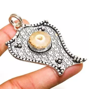 Ювелирный кулон с серебряным покрытием из желтого солнечного кварца 925 пробы 2,46 дюйма 2.46 жёлтый