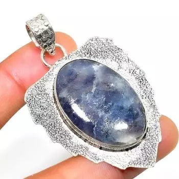 Ювелирный кулон с солнечным камнем из лолита 925 пробы, посеребренный, 2,27 дюйма 2.27 фиолетовый