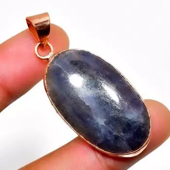 Ювелирный кулон с солнечным камнем из лолита 925 пробы, посеребренный, 1,89 дюйма 1.89 фиолетовый