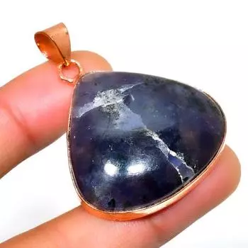 Ювелирный кулон с солнечным камнем из лолита 925 пробы, посеребренный, 1,70 дюйма 1.70 фиолетовый
