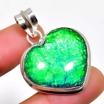 Ювелирный кулон с зеленым тройным опалом 925 пробы, посеребренный, 1,51 дюйма 1.51 зелёный