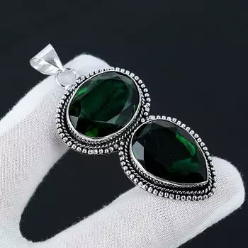 Ювелирный кулон с зеленым турмалином и драгоценным камнем ручной работы из стерлингового серебра 925 пробы, зеленый кулон с ювелирными изделиями ручной работы, подарки в знак благодарности 2.55 зелёный
