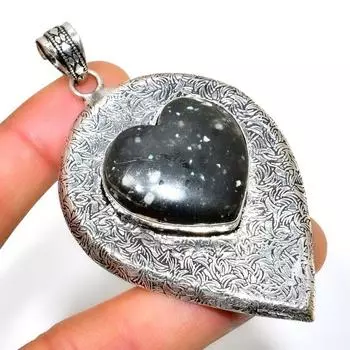 Ювелирный кулон Снежинка-обсидиан 925 пробы с посеребренным покрытием 2,84 дюйма 2.84 чёрный