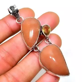 Ювелирный кулон Sunsheen с обсидианом и цитрином, посеребренный 925 пробы, 2,65 дюйма 2.65 чёрный