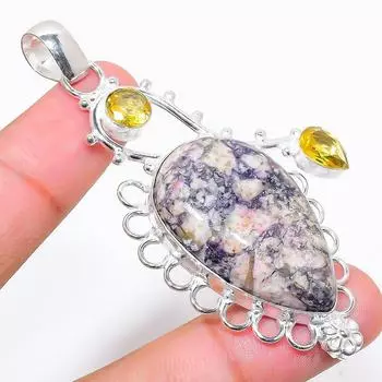 Ювелирный кулон Tiffany Stone, Citrine Gemstone из стерлингового серебра 925 пробы 2,76 дюйма u0g77 синий