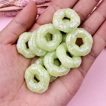 Ювелирный материал «сделай сам», пончики, бусины, 10 шт., 24,5 мм, подвески, акриловый модный браслет, ожерелье, аксессуары, подвески зелёный