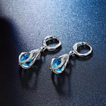 Ювелирный набор Yousheng Silver Drop для женщин, серьги-капли с кубическим цирконием и ожерелье, набор для свадьбы, свадебные аксессуары розовый