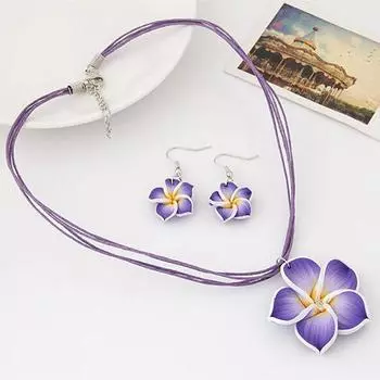 Ювелирный подарок, сладкий цветочный кулон, ожерелье, серьги, набор розовый