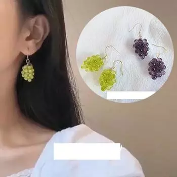 Ювелирный подарок, женские ювелирные серьги AOMU, прекрасный дизайн, свадебные женские свадебные серьги, фиолетовые бусины, серьги-капли с виноградом для 1.5*1.8cm фиолетовый