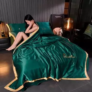 JuwenSilk простой европейский стиль ледяной шелк летние крутые одеяла спальня сон кондиционер стеганое покрывало S 150X200cm(quilt) королевский синий